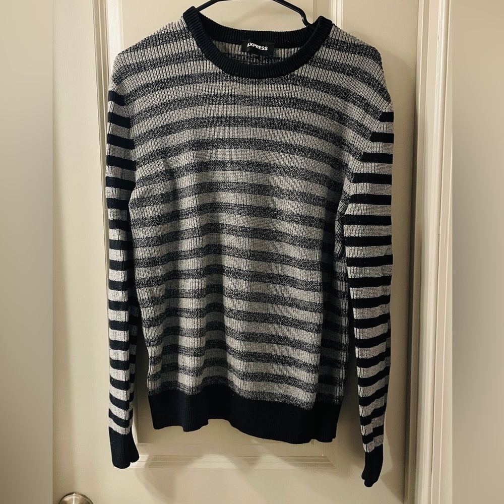 Express medium black and grey striped sweater